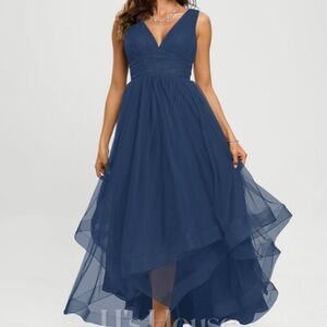 Chic Midnight Blue High-Low Dress
